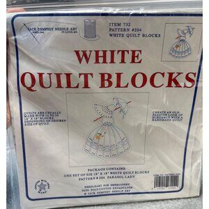 Jack Dempsey Needle Art Parasol Lady Pattern #204 White Quilt Blocks 18"x18" 6 P